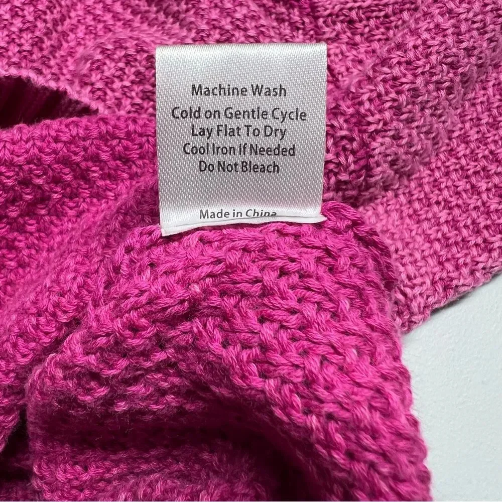 POL Mineral Washed Pink Cable Knit Relaxed Fit Sweater Medium